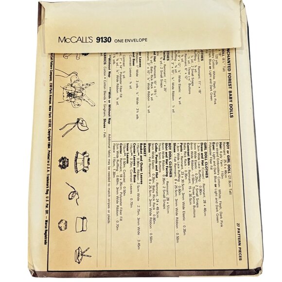 McCalls Crafts Pattern 9130 Enchanting Friends Leafy Carry-All Dolls - Picture 3 of 3